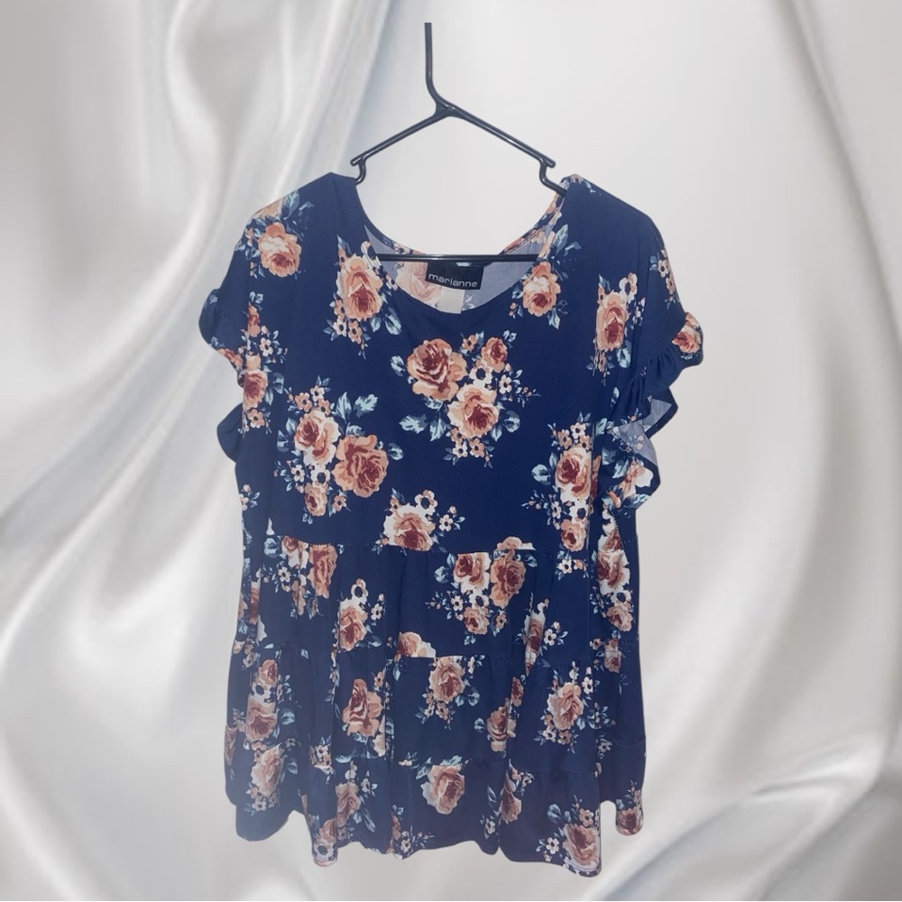 Floral Navy Blue Women's Top
